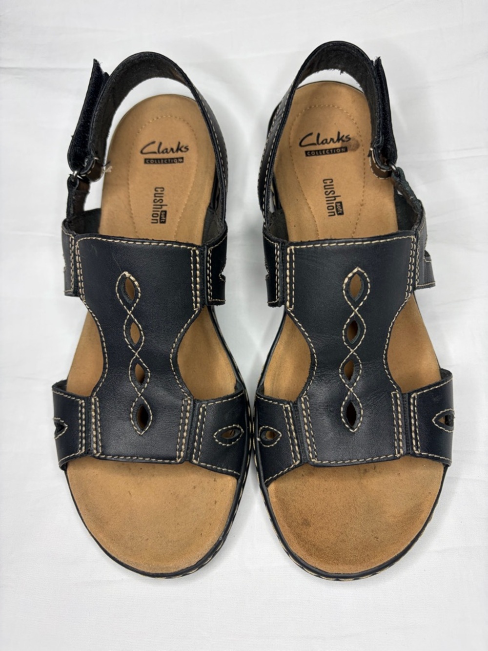 Clarks Leisa Lakelyn Black Leather Open-Toe Women's SZ 8 Sandals